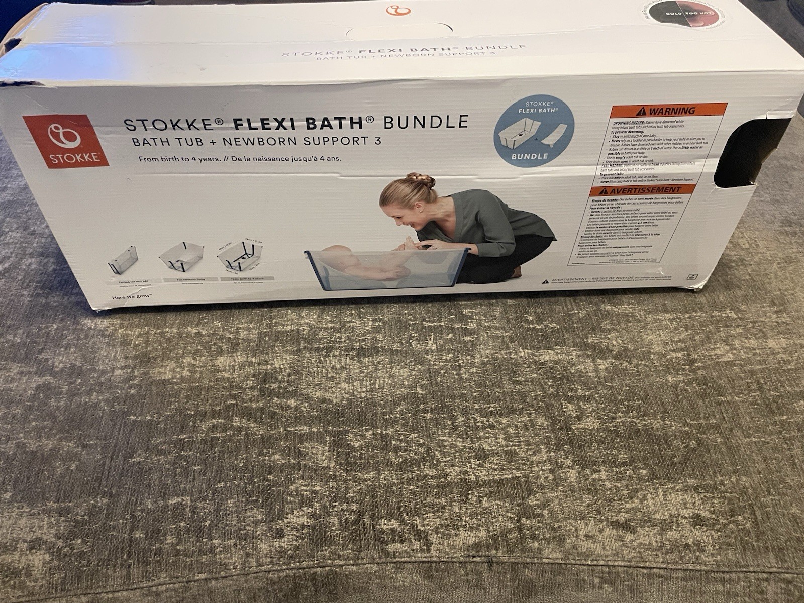 Stokke Flexi Bath Bundle  Foldable Baby Bathtub + Newborn Support - Ocean Blue