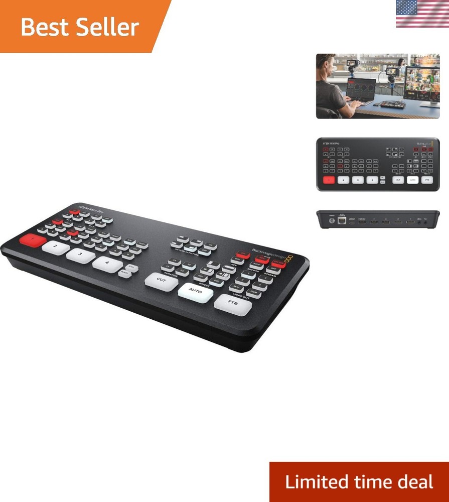 Compact 4-Camera HDMI Live Stream Switcher - Professional Quality Transitions