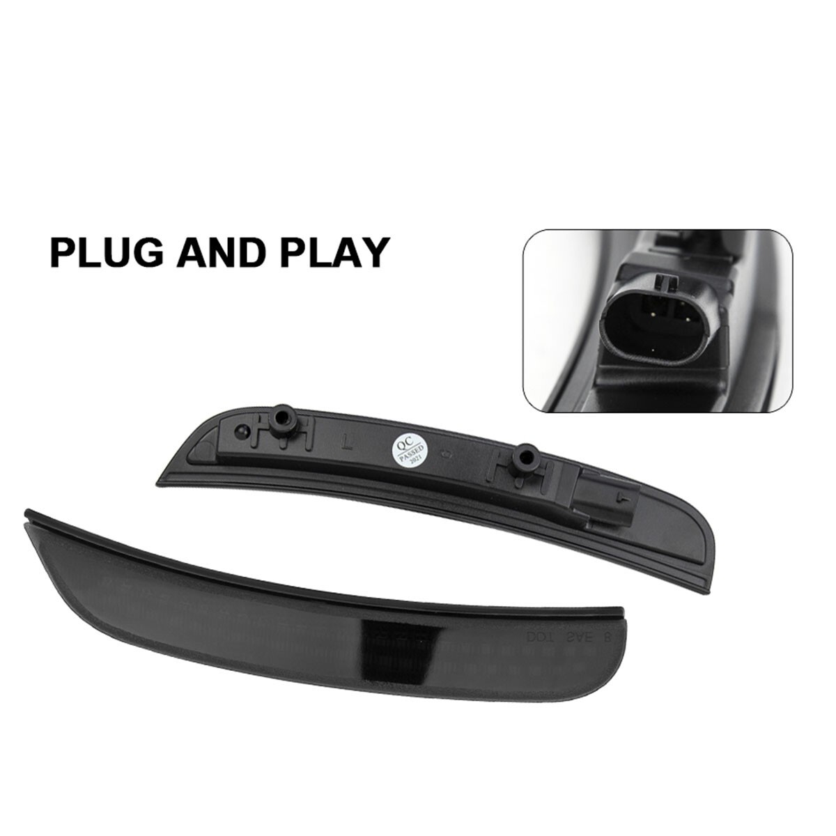 For 2015-2023 Dodge Charger White Front Rear LED Side Marker Light Smoked Lens