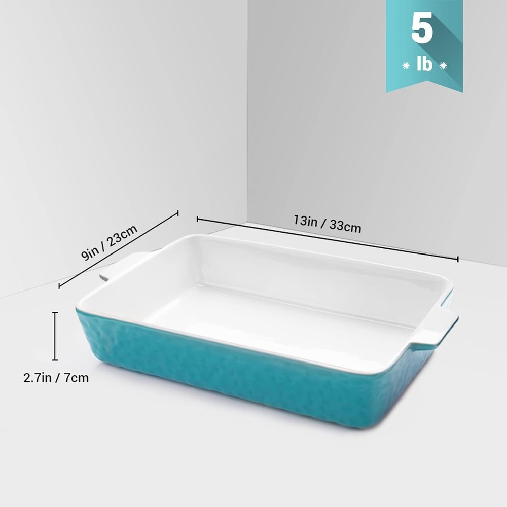 Baking Dish, Rectangular Casserole Dish for Oven, Lasagna Pan Deep Aquamarine