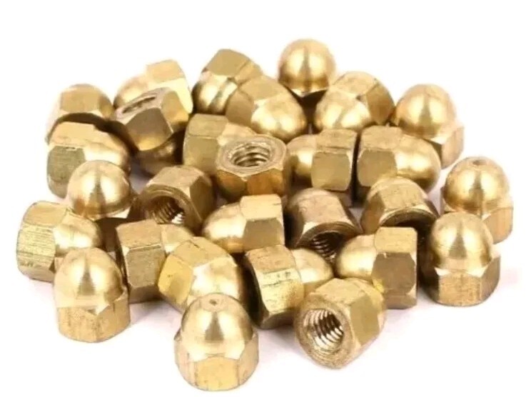 1/2-13 Brass Acorn Cap Nuts (2) (SOLID Brass).
