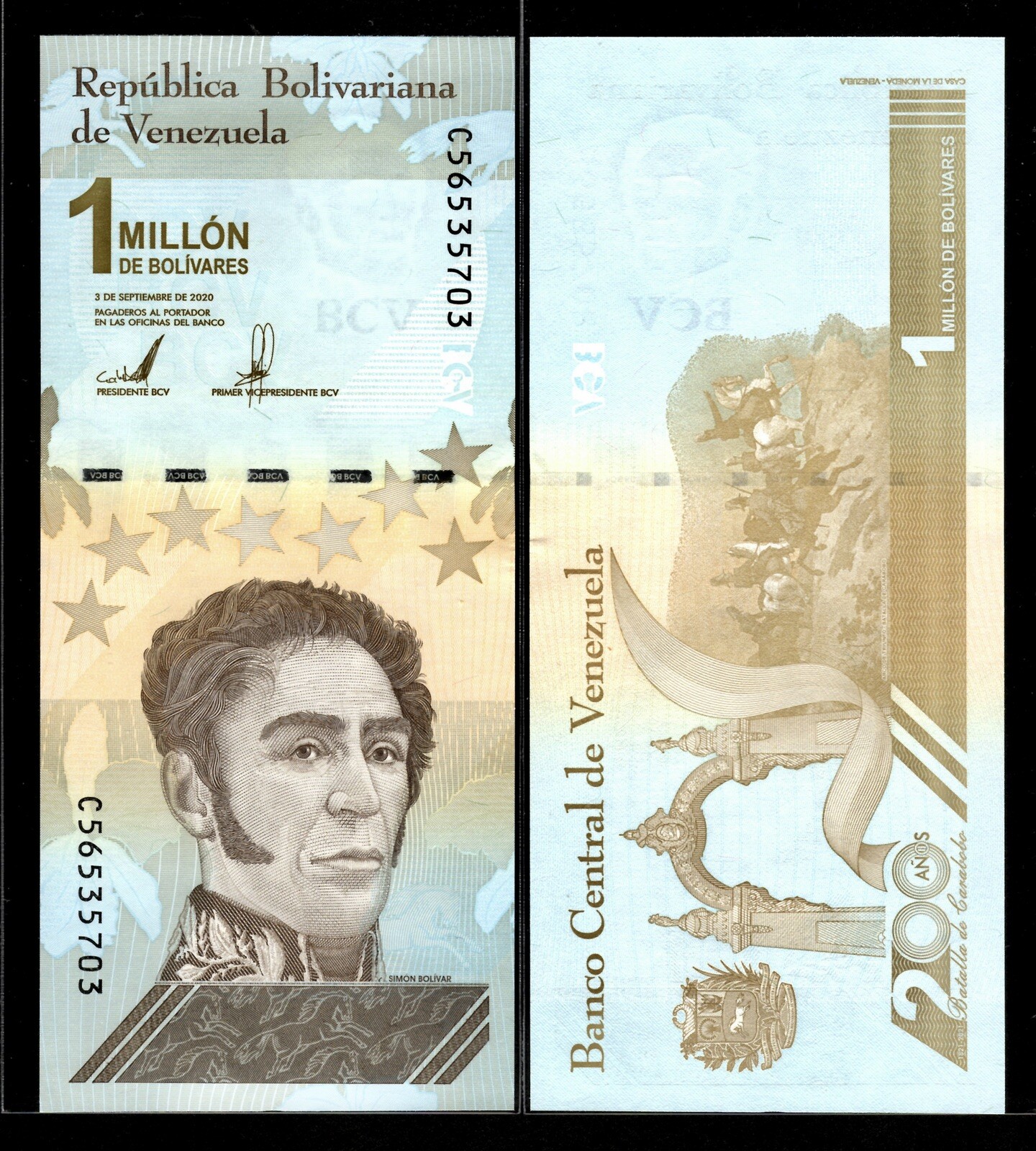 Venezuela 1 Million (1,000,000) Bolivar Soberano 2020 UNC X 10 PCS bundle New