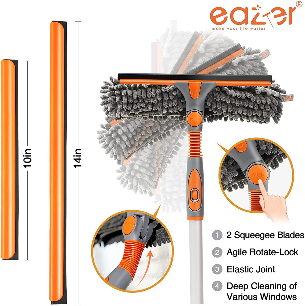 Eazer 89'' Squeegee Window Cleaner 2 in 1 Rotatable Window Cleaning Tool Kit wit