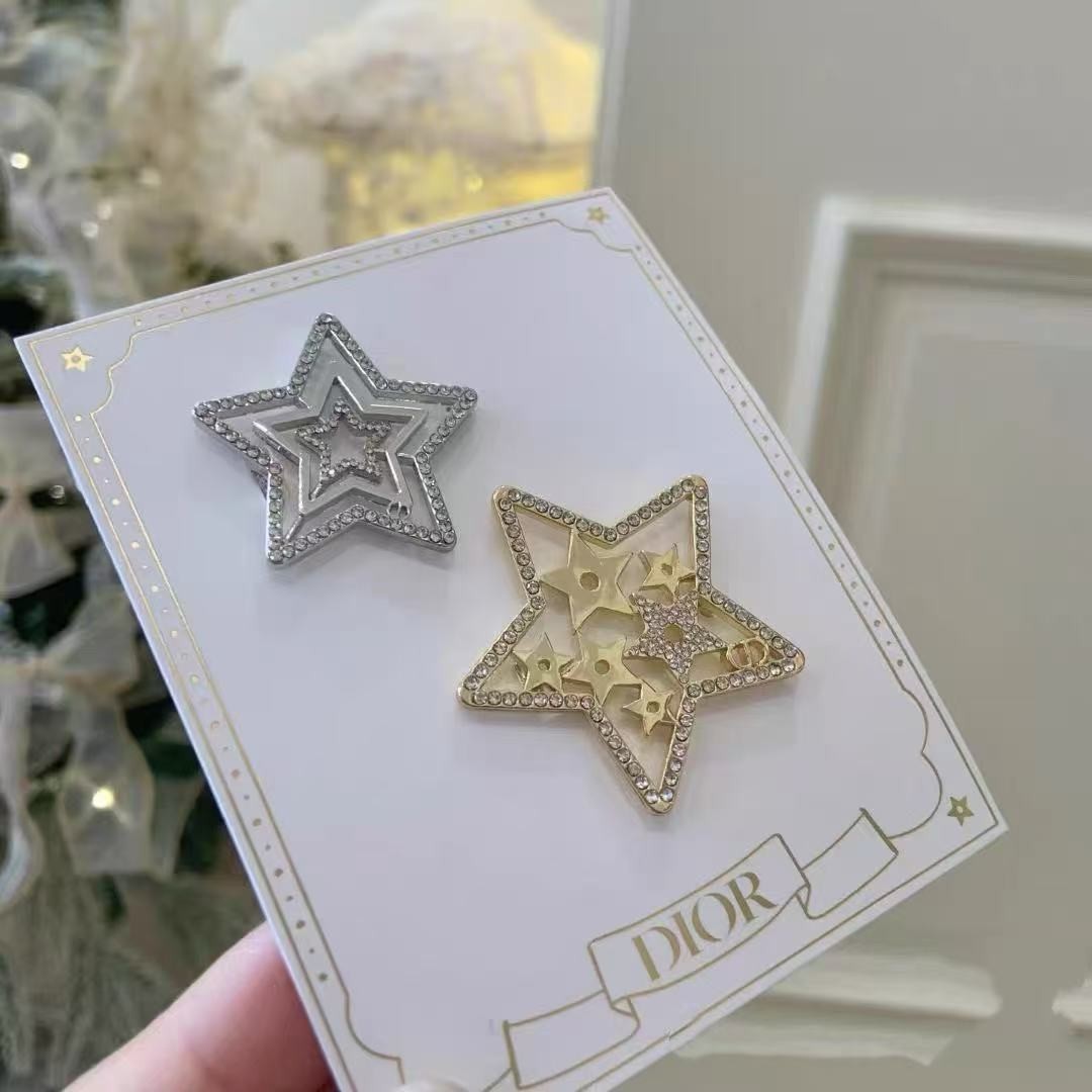 Christian Dior Novelty 2025 Holiday Hair Clips 2pieces Logo Silver Gold Unopened