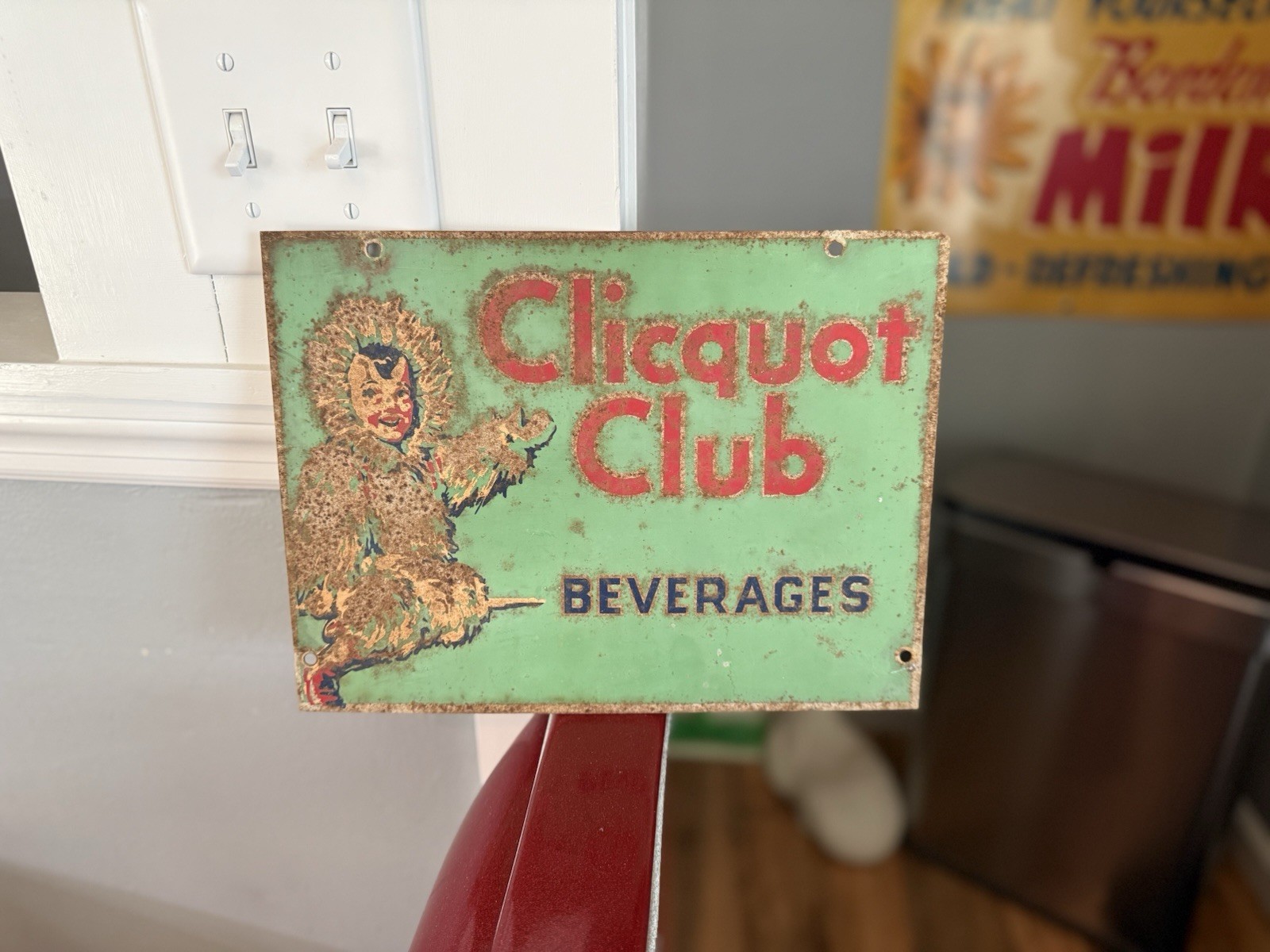 Clicquot Club Soda Double-Sided Bottle Rack Advertising Sign