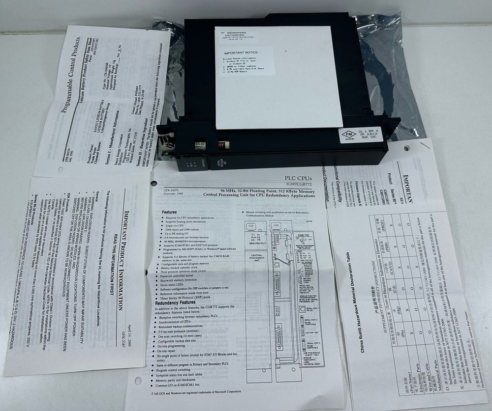 GE FANUC IC697CGR772-GA CPU MODULE IC697CGR772GA