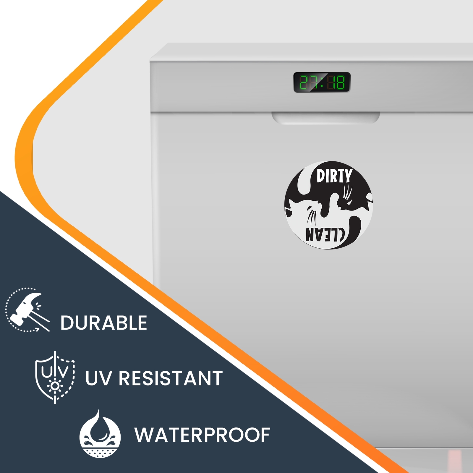 Clean Dirty Cat Dishwasher Indicator Magnet Decal, 5 Inch, Kitchen Magnet