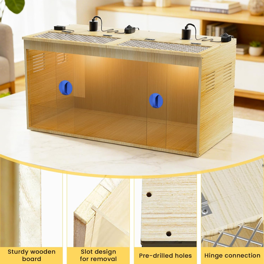 Brooder Box for Chicks, 32 Inch Large Wooden Chicken Brooder Box with 75W Heat L