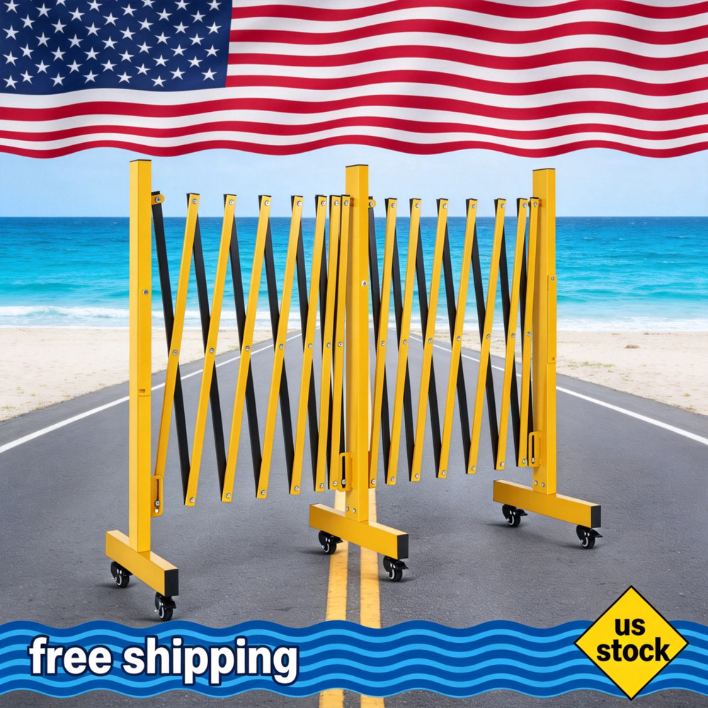 Safety Barricade Gate 11FT – Folding Retractable Crowd Control Metal Expandable