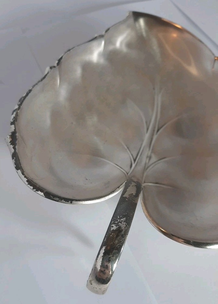 Vintage Silver Plated Leaf Shaped Footed Dish Candy dish Made In Western Germany