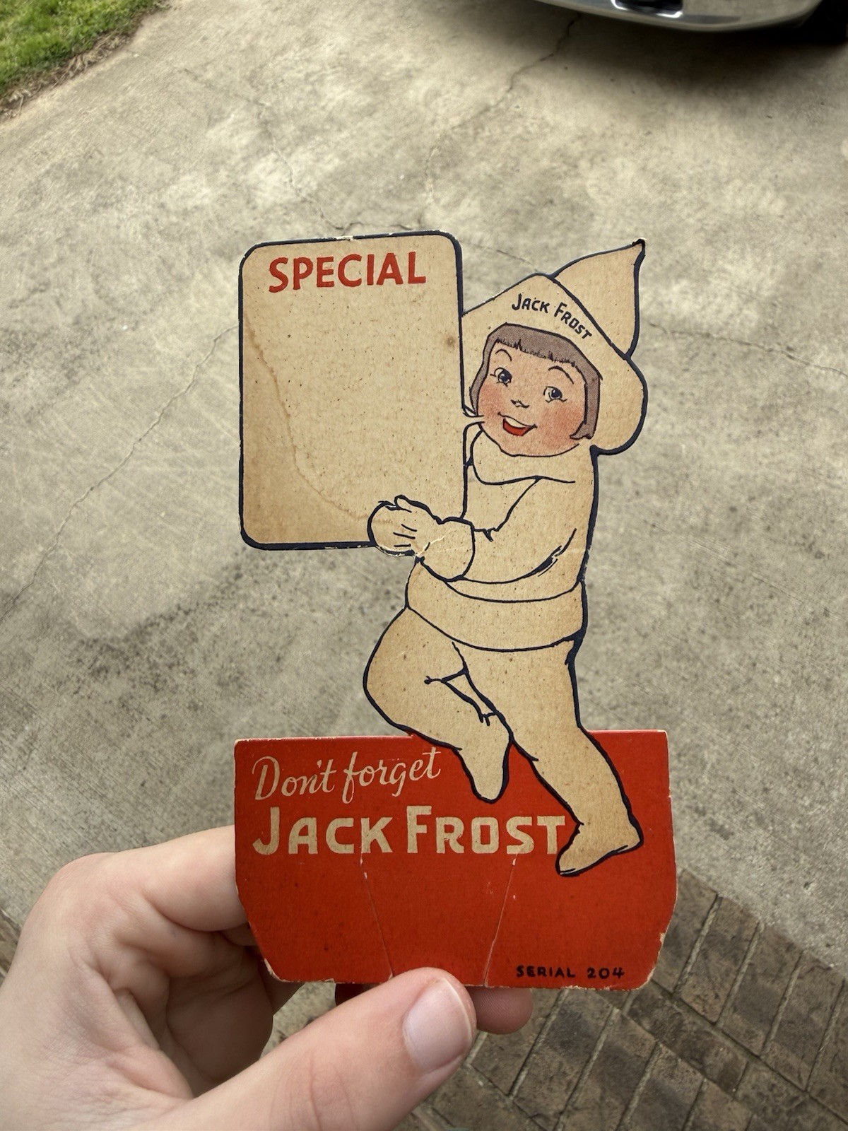Jack Frost Bottle Insert/topper Soda Advertising Cardstock
