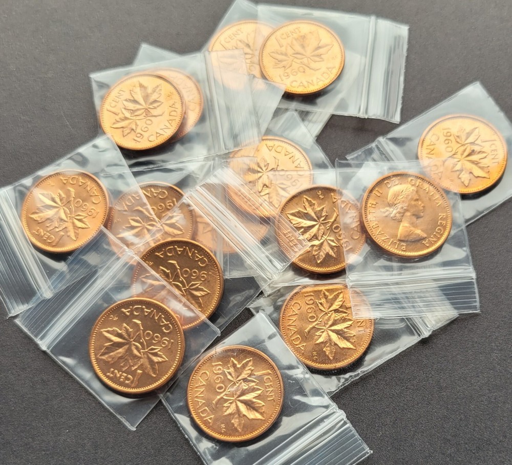 *** CANADA  ONE  CENT  1960  ***  FROM  MINT  ROLL ***