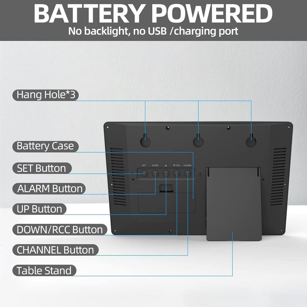 Atomic Wall Clock, 15" Large Display, Temp/Humidity, Wireless Sensor, Easy Read