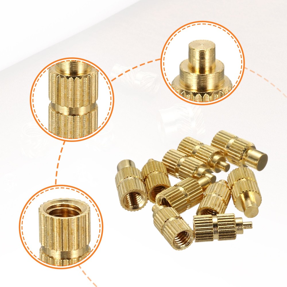 40Set M3 Heat Threaded Inserts 5mm OD, 7mm Height, Brass Nut
