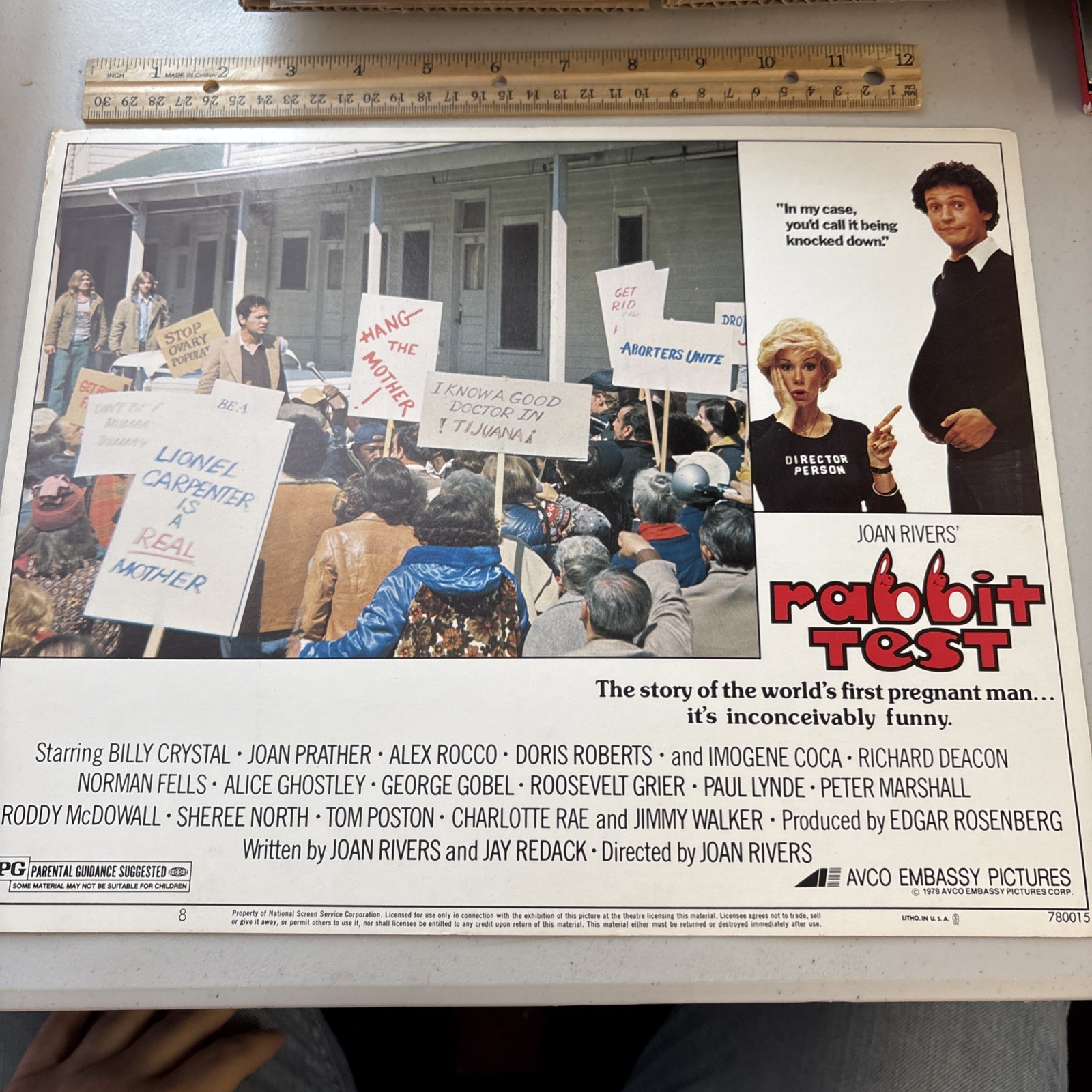 1978 Original Rabbit Test Lobby Card Poster Joan Rivers Billy Crystal Vintage