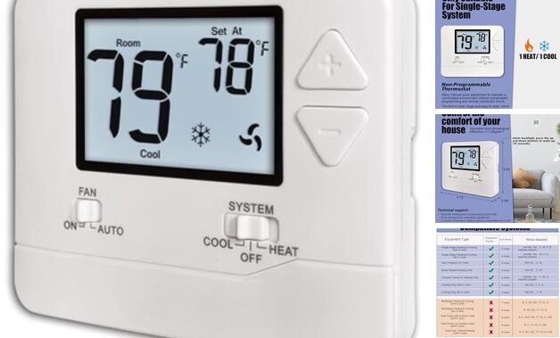 Non-Programmable Thermostats for Home Conventional Single-Stage White Backlight