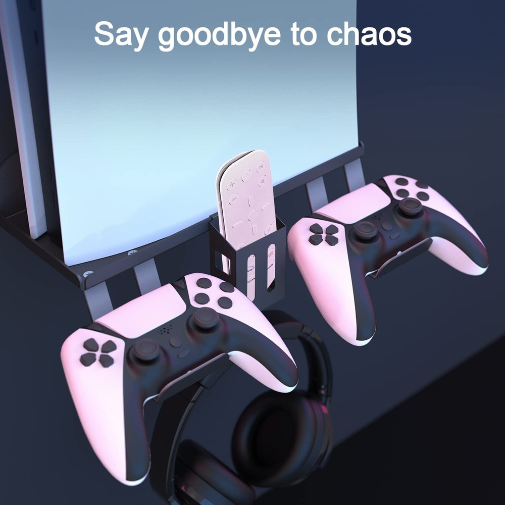 For PS5 Accessories Console Wall Mount W/Controller Headset Hanger Charge Cable