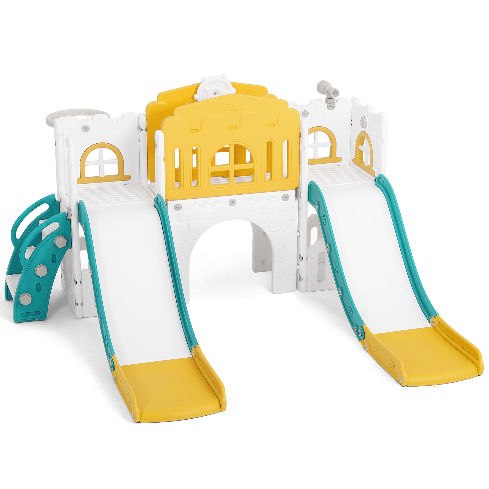 New 9in1 Kids Double Slide Toddler Playground Climb Playset Indoor/Outdoor Toys