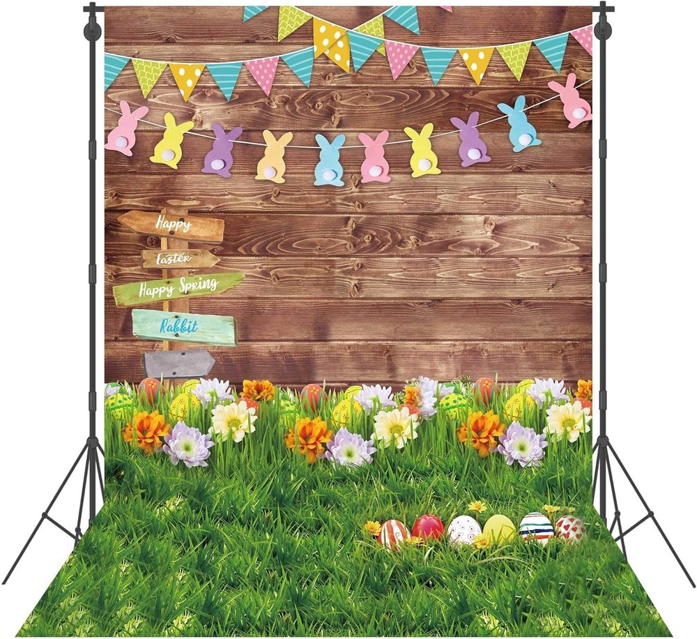 8x10ft Polyester Spring Backdrop Easter Photography Background Eggs Road Sign...