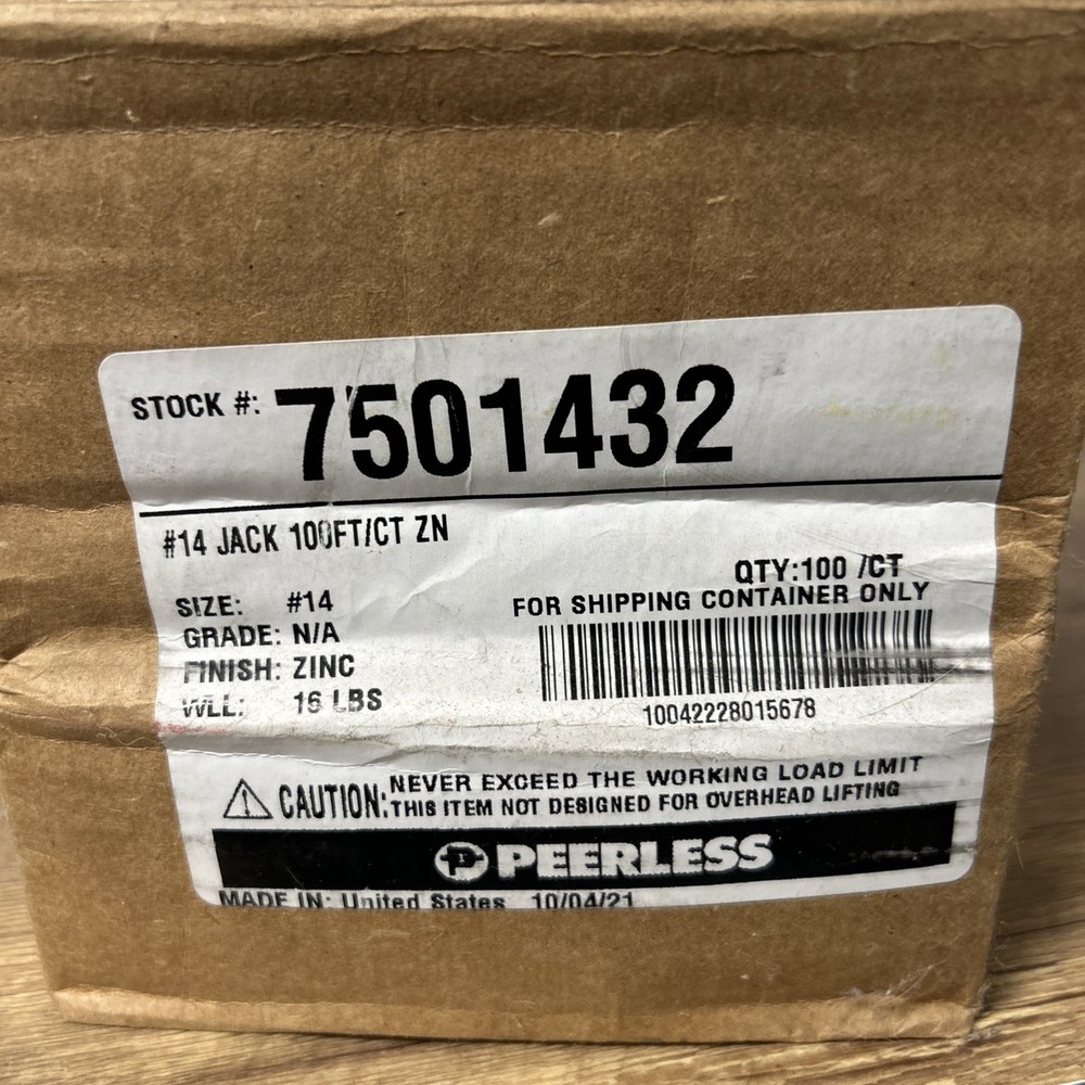 PEERLESS Weldless Single Jack Chain #14 85 Ft
