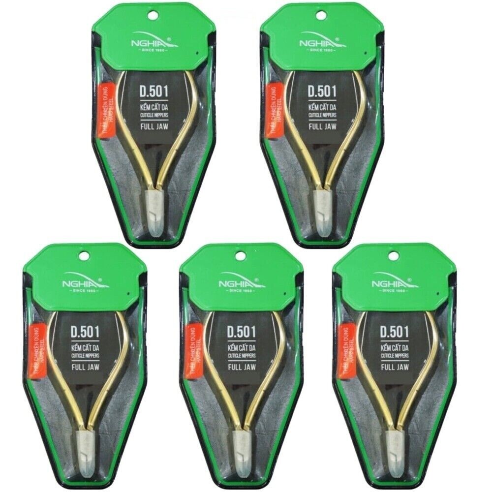 Nghia - Hard Steel Cuticle Nipper D501 Full Jaw - Pack of 5