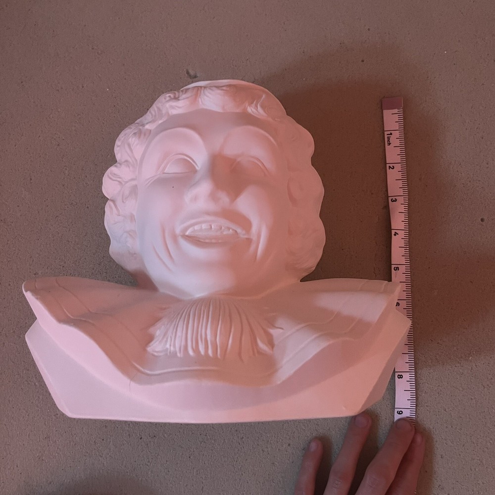 Large Jester Vase Unpainted Bisque Ceramic Vintage