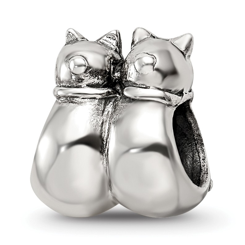 Silver Reflections Twin Cats Bead QRS3507