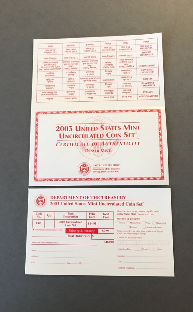 2003 us mint uncirculated coin set