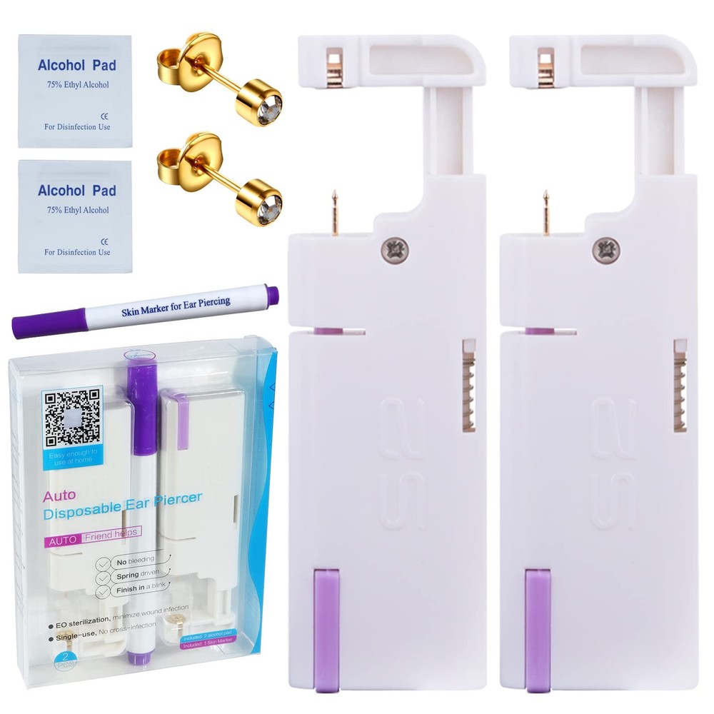 Firstomato 2PCS Disposable Ear Piercing Kit Ear Piercing Gun Self Use Ear Pie...