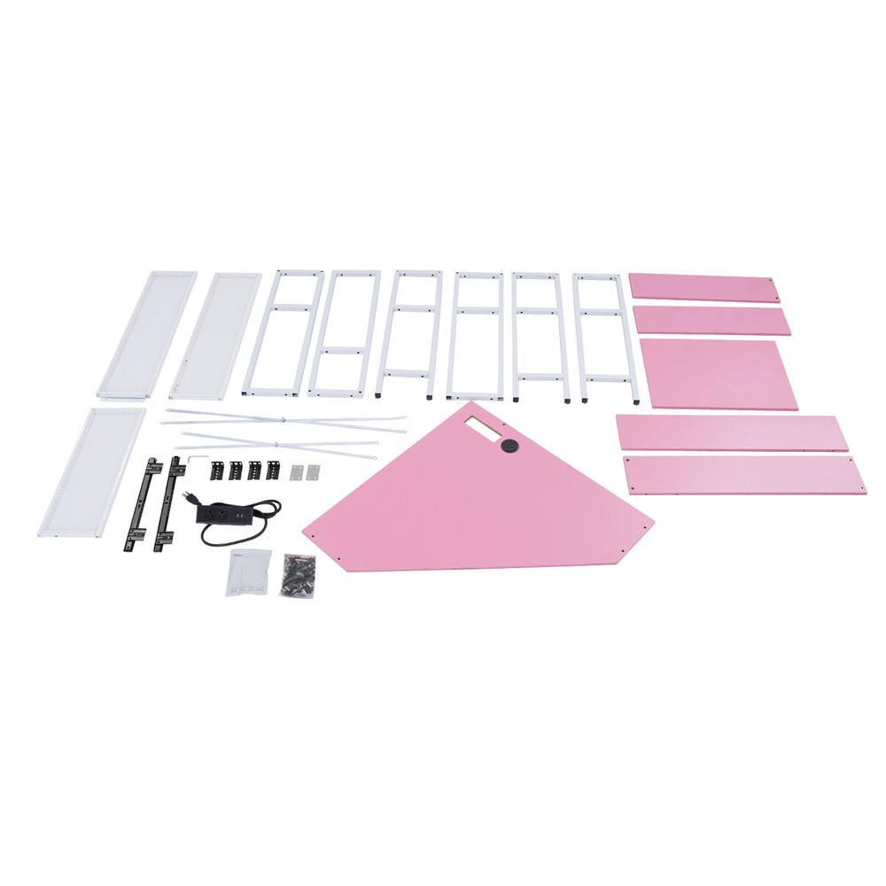 Triangular Corner Computer Desk with Power Outlets,29.5*29.5*60in Corner Table