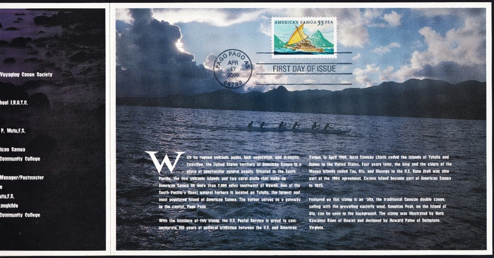 USA. 2000 American Samoa (3389) . First Day Ceremony Program