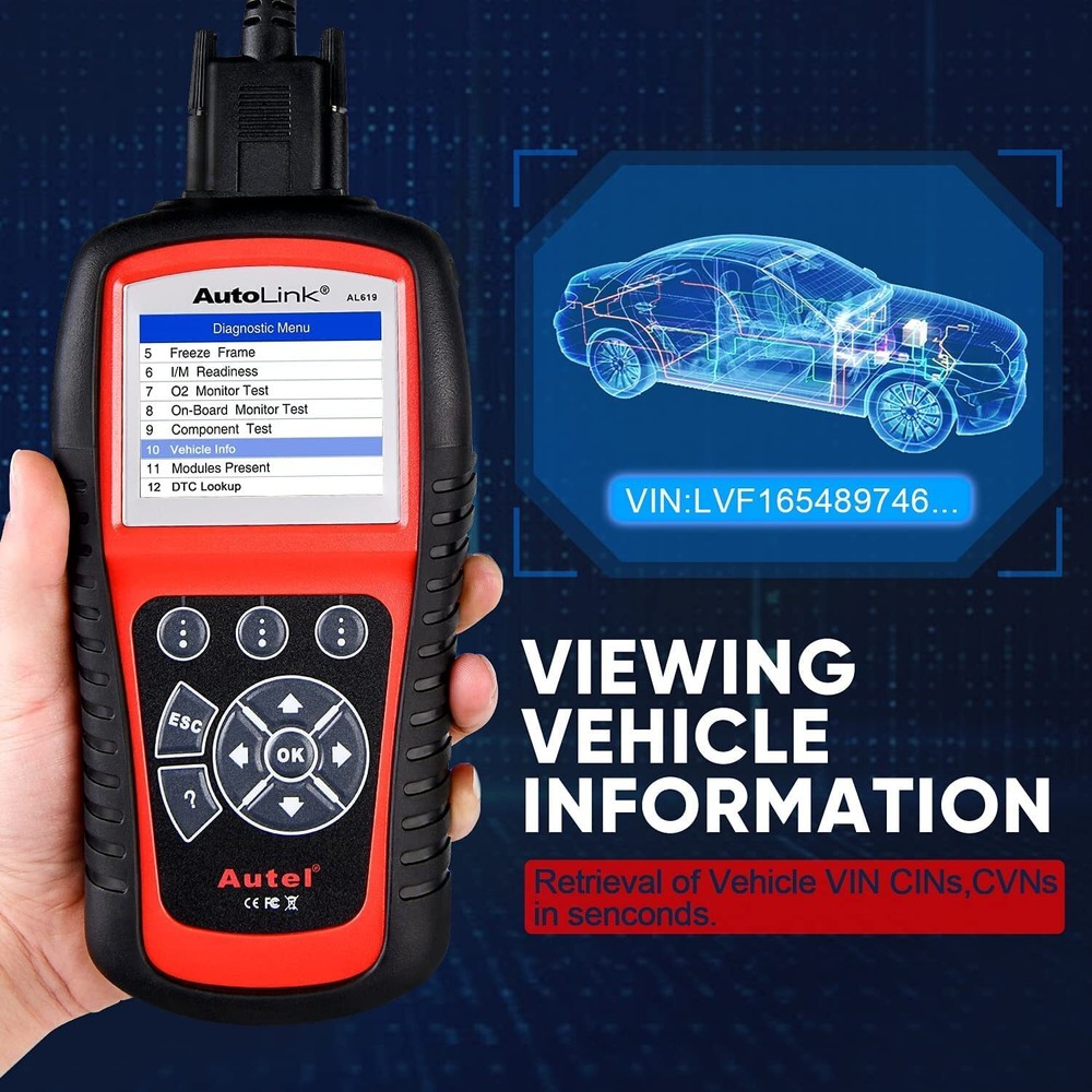 Autel AutoLink AL619 OBD2 Diagnostic Scanner Engine Fault Codes Reader ABS SRS