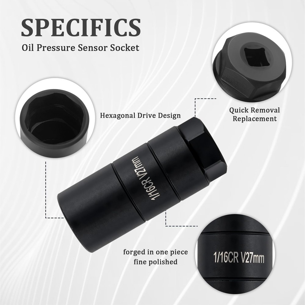 Oil Pressure Sensor Socket,Hexagonal Drive27mm Socket for Removing Oil Sendin...