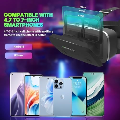 Universal VR Headset with Bluetooth Controller, Compatible with 4.7-7" Phones, H