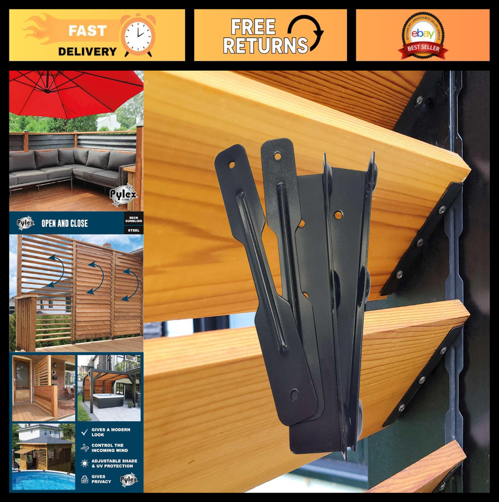 Deck Sunblind System Louvers Bracket Shutter Hardware Kit - Fits 11 Boards (48")