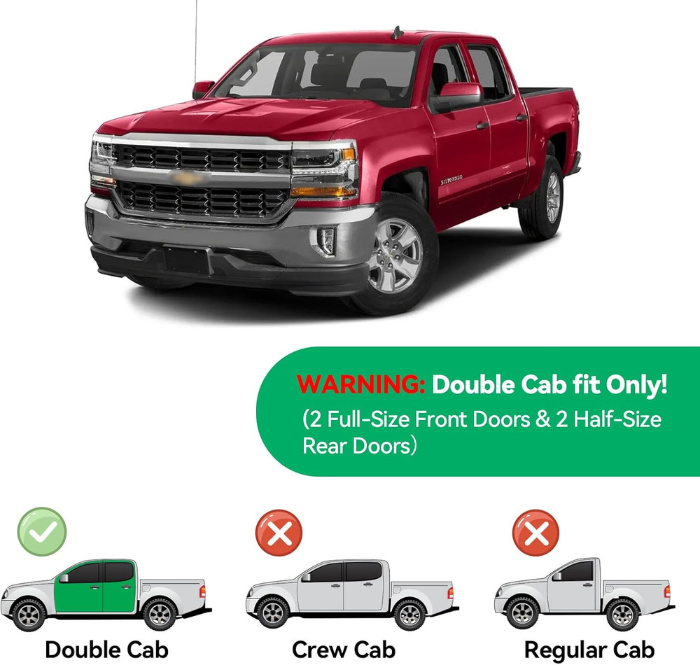 Window Rain Guards Chevy Silverado Sierra Double Cab Vent Visor 2014-2019 4pc