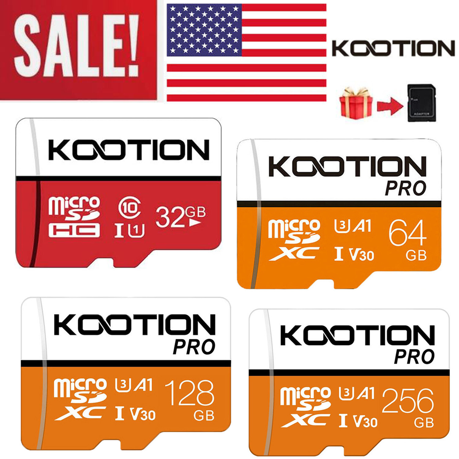 KOOTION Micro SD Card Memory 32GB 64GB 128GB 256GB Lot Extreme Ultra Flash TF