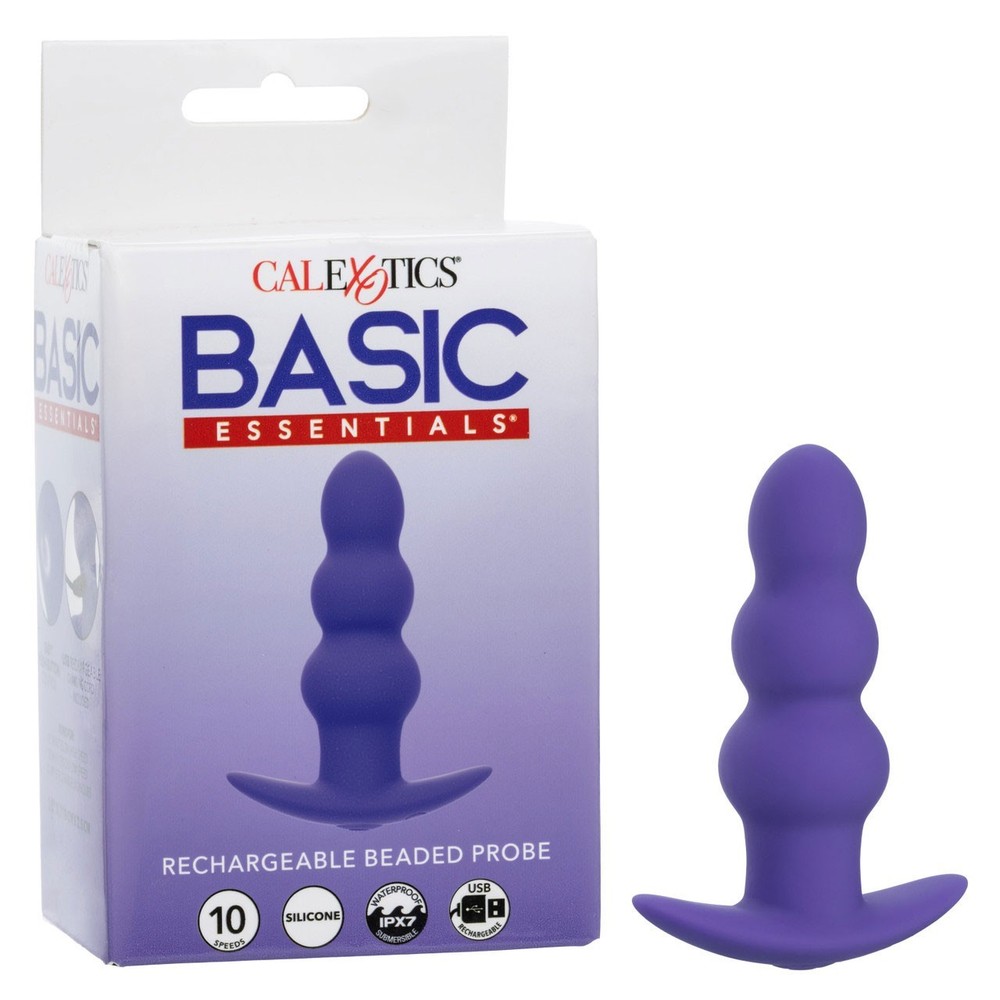 CalExotics Basic Essentials Rechargeable Beaded Probe Butt Plug Purple