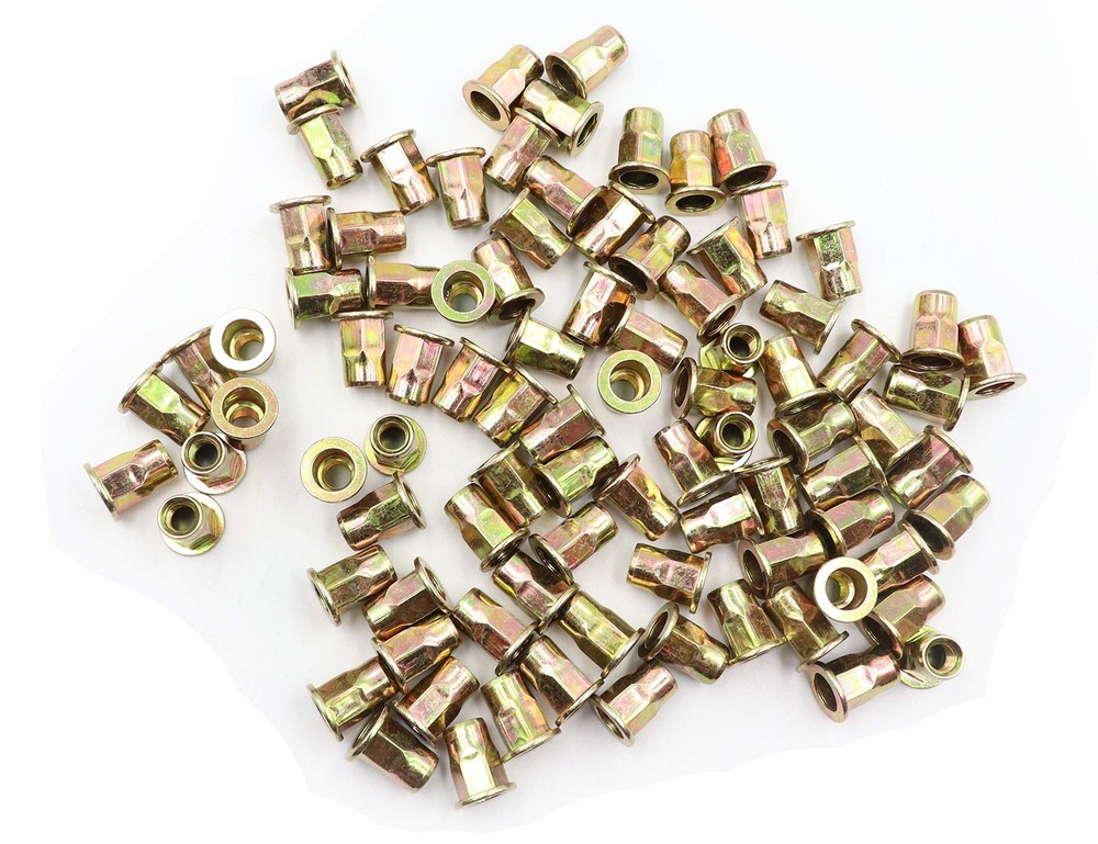 LBY 60pcs Carbon Steel Rivet Nuts, M6 Thread Insert Nutsert (Half-Hexagonal) ...