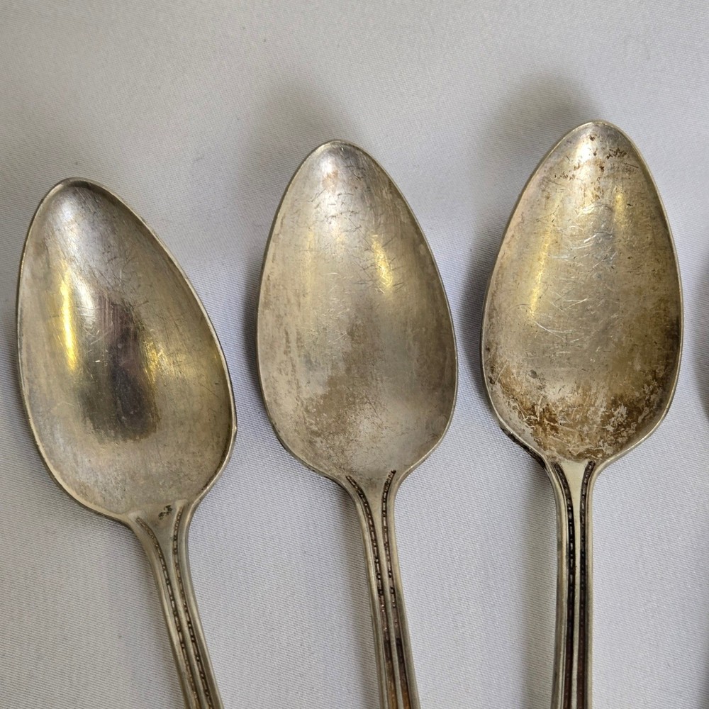 Bouquet Pattern Silverplate Teaspoons, 6", Set of 6, Vintage