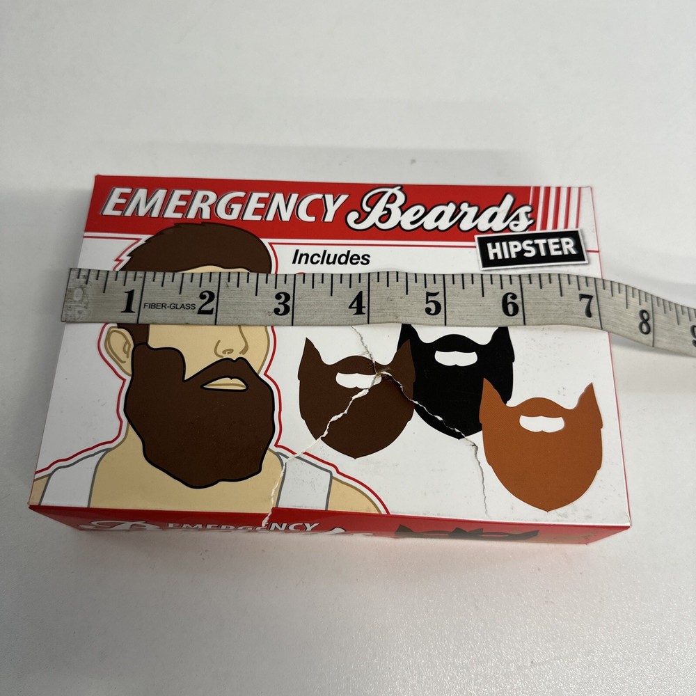 Emergency Beards (3-PACK) Hipster Gift NEW Box has hole front Ginger Black Brown