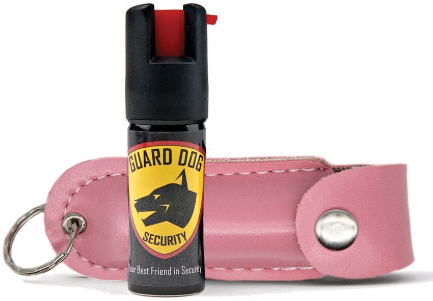 Pepper Spray Guard Dog UV Dye 16ft Range Pink Leather Snap Button Case