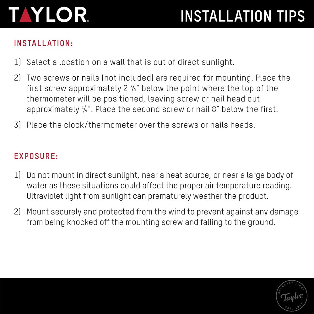 Taylor Digital Wireless Indoor Comfort Level Single Display, Black