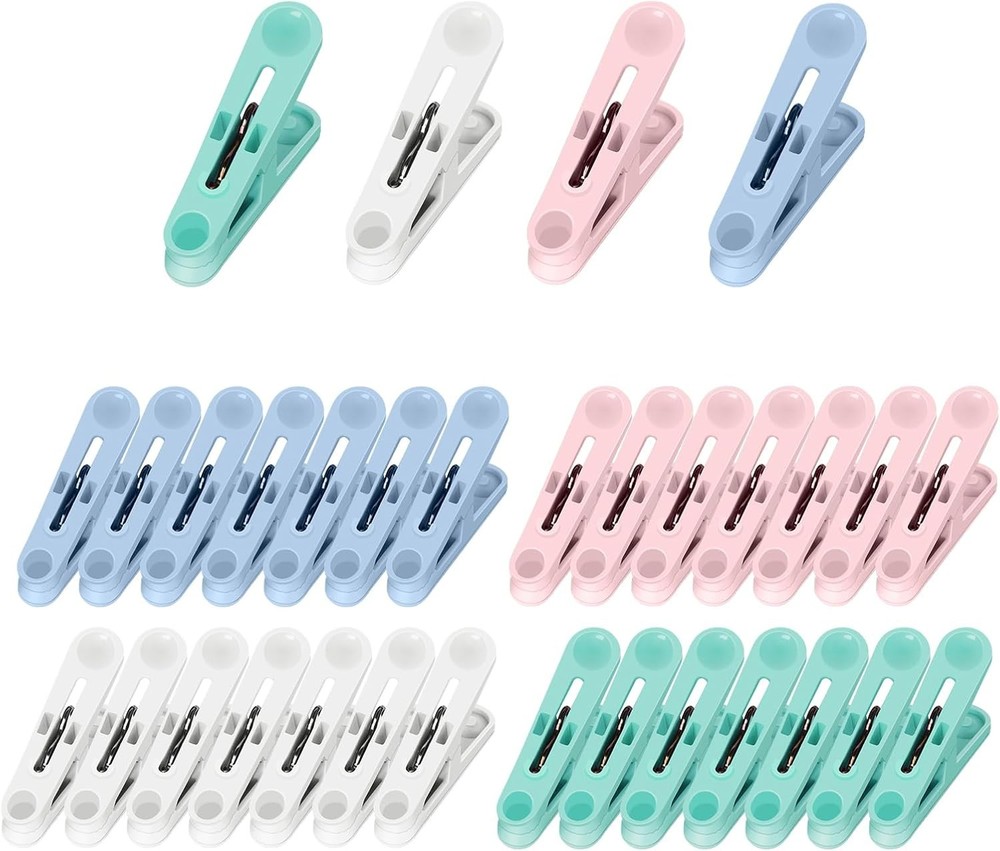 32Pcs Colored Clothes Pins Plastic Laundry Clips,Package Colour