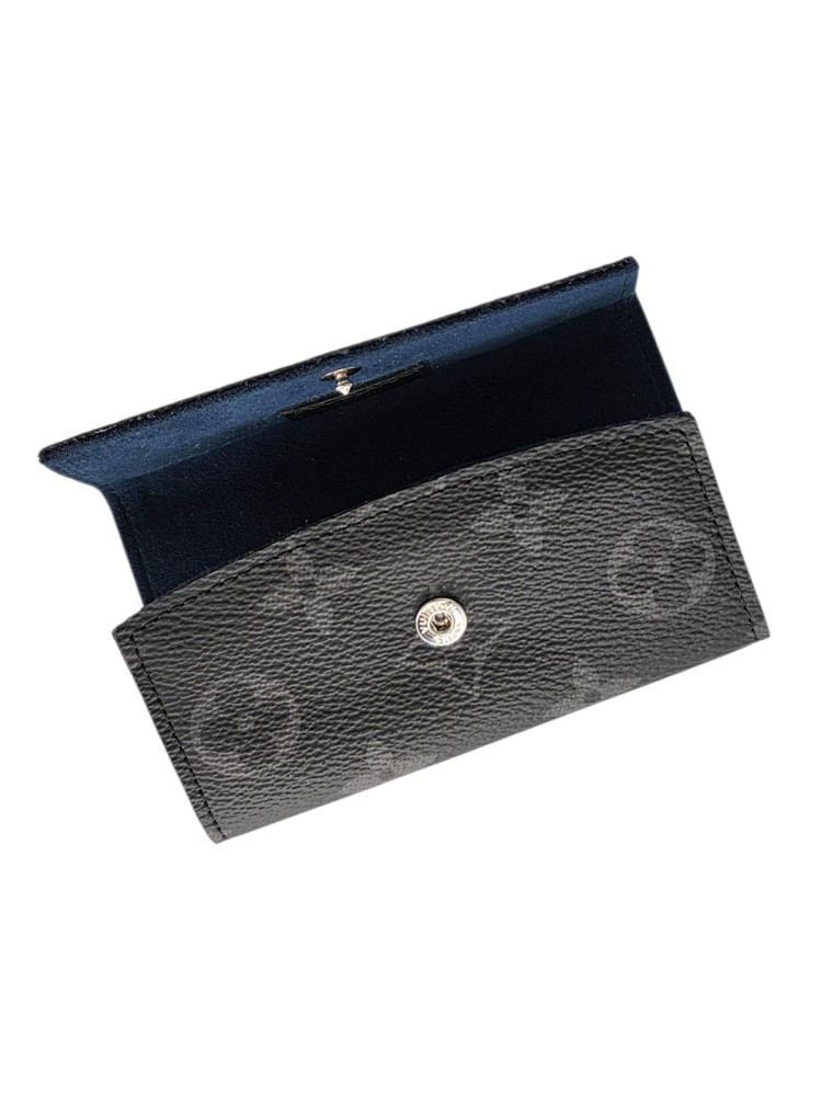 Louis Vuitton Monogram Eclipse Cufflink Case Leather Snap Closure Black