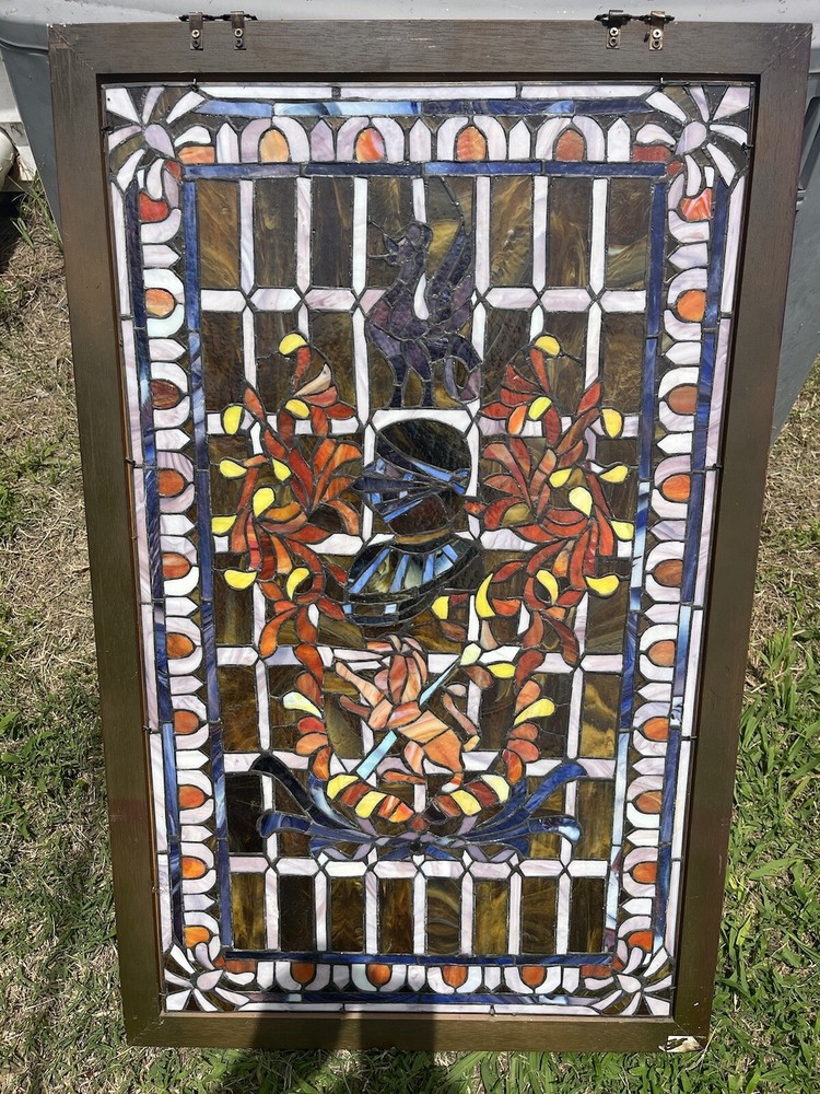 Antique Stained window panel large