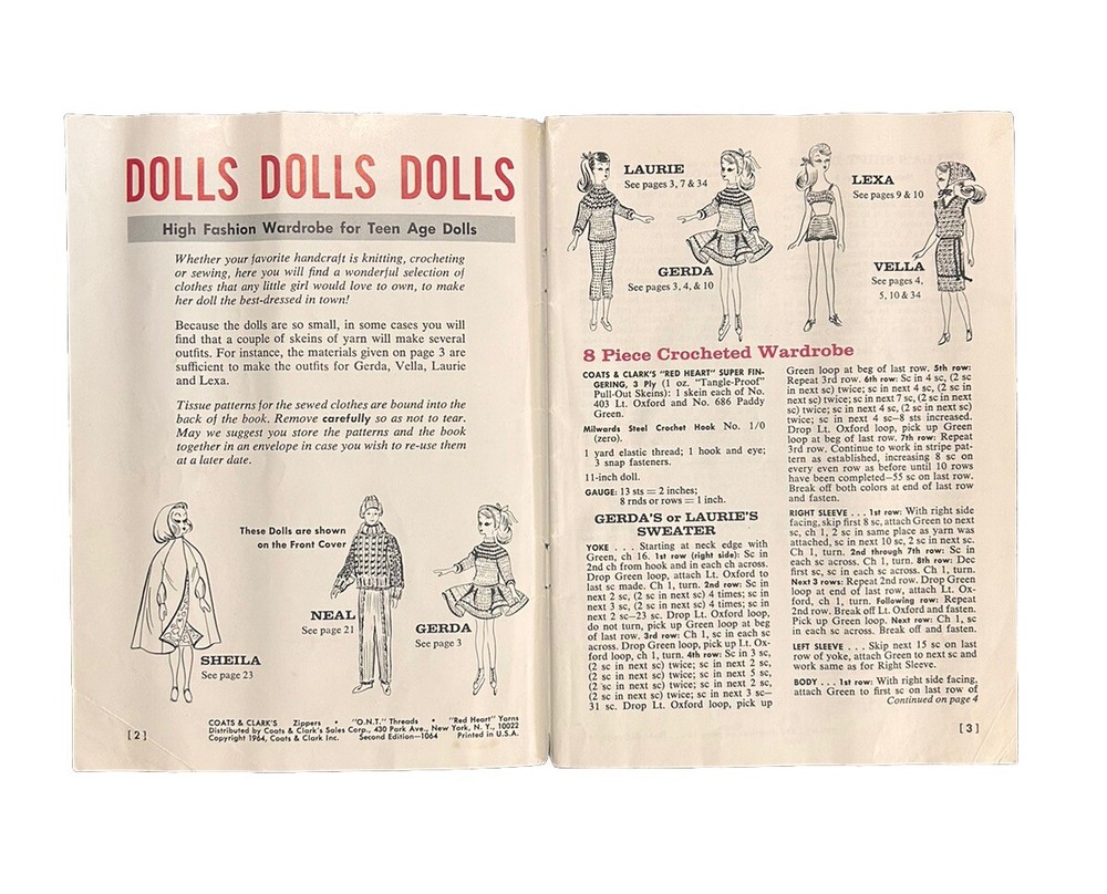 Coats & Clark's No. 151 Doll Wardrobe Pattern Book1964