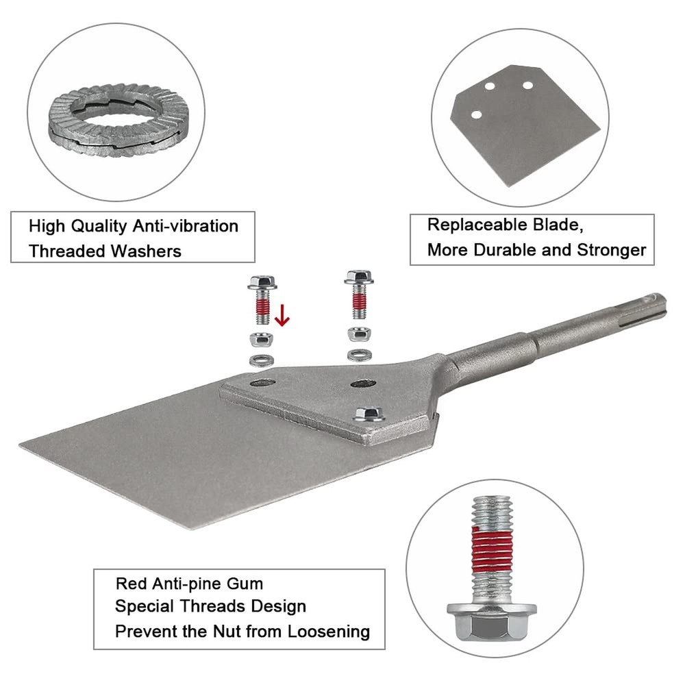 SDS Plus Floor Scraper 4" x 10", Thinset Removal Bit Tile Removal Chisel Tool...
