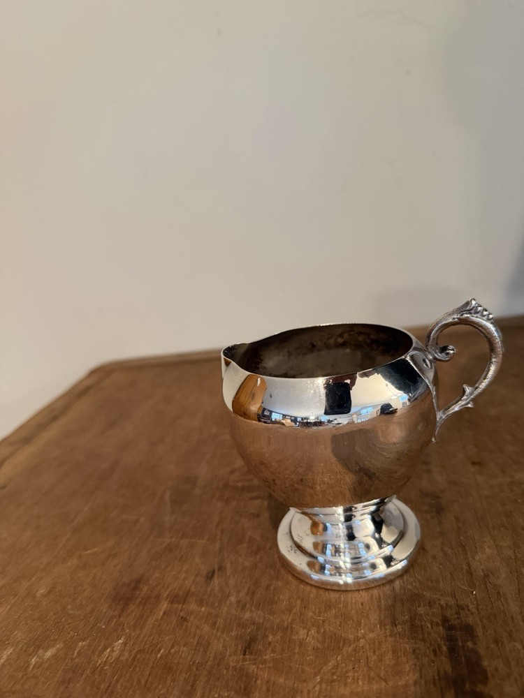 Vintage Silverplate Creamer Pitcher with Handle 3.5"