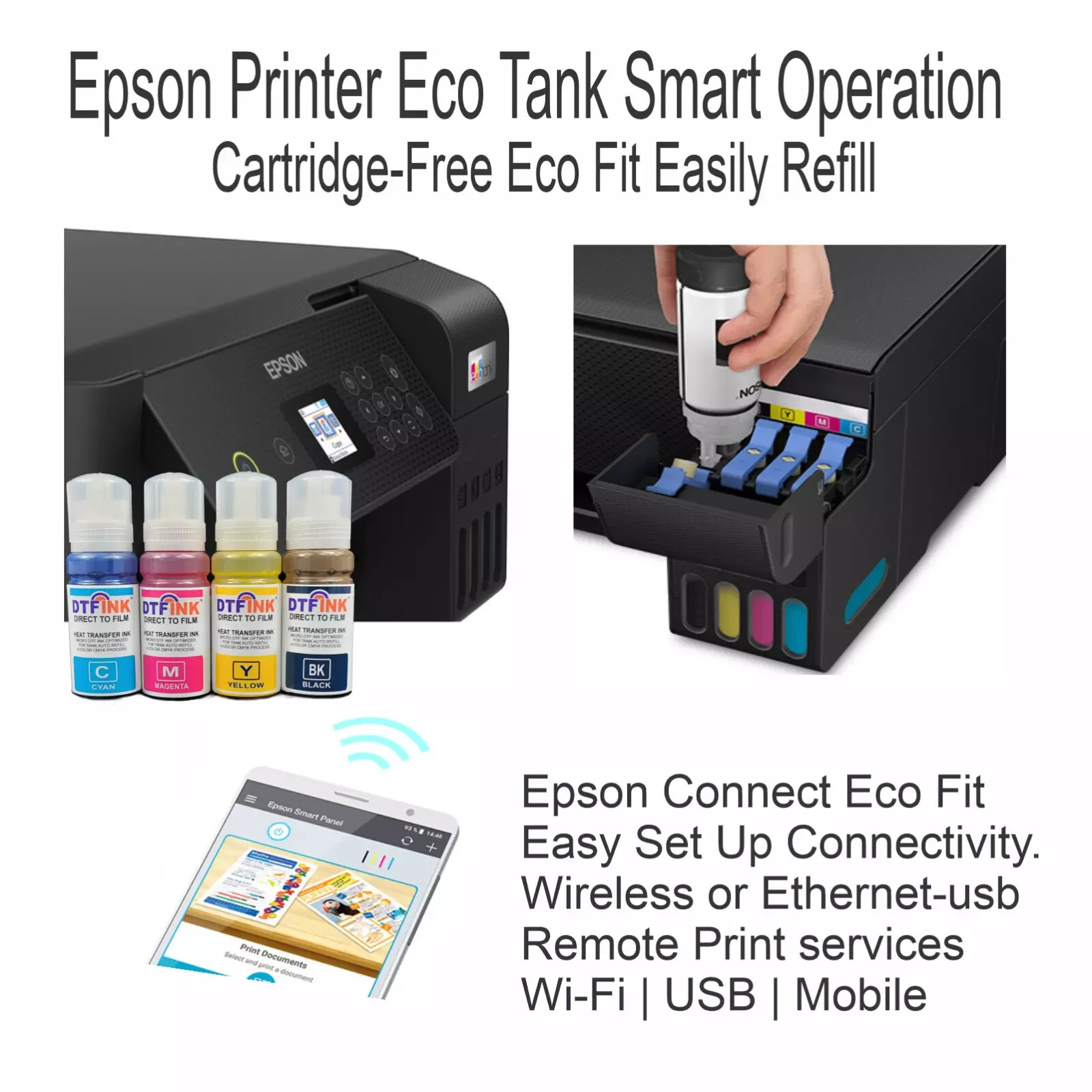 All-in-One DTF Ink & Powder T-Shirt Printer Epson Wireless w/LCD | Business Kit